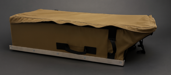 Custom heavy-duty fabric dunnage bag engineered by Ehmke Manufacturing for secure military cargo transport and protection.