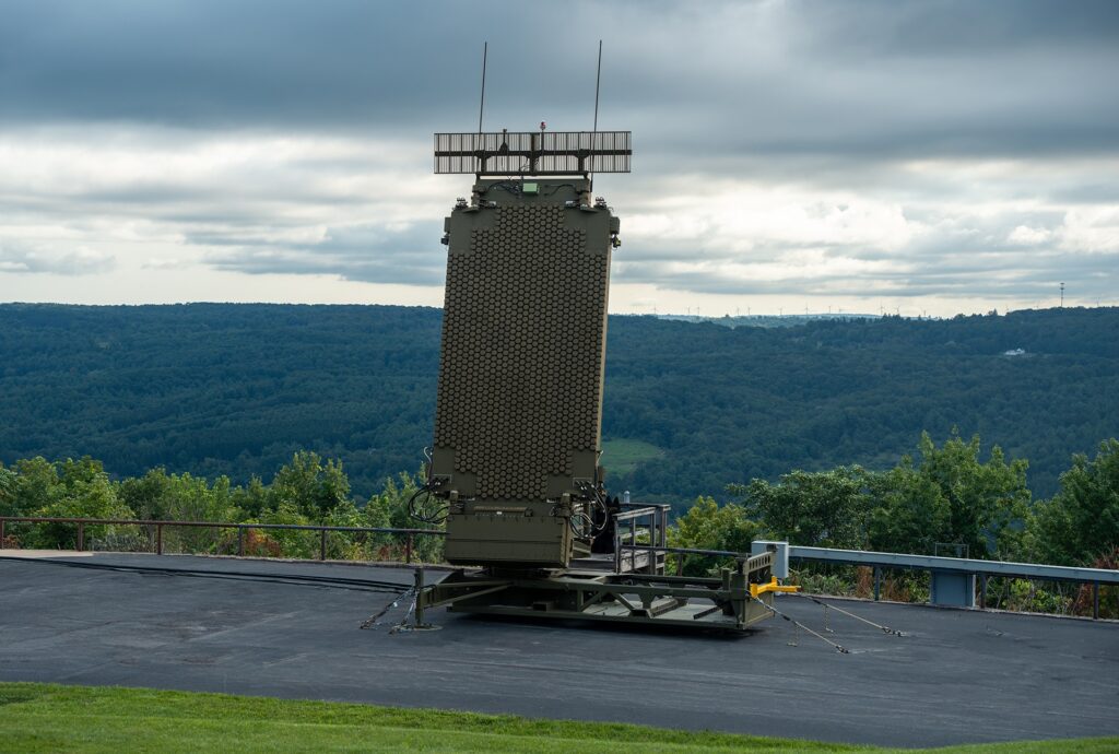 Custom protective travel cover for the TPY-4 radar antenna array engineered by Ehmke Manufacturing.